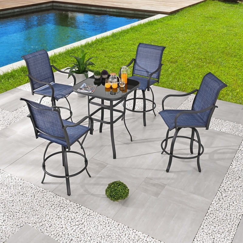 Patio Festival 5-Piece Outdoor Bar Height Swivel Bistro Dining Set