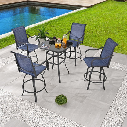 Patio Festival 5-Piece Outdoor Bar Height Swivel Bistro Dining Set