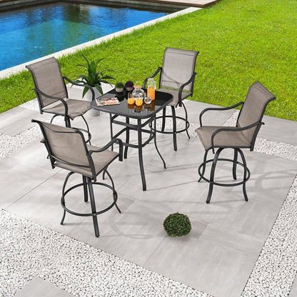 Patio Festival 5-Piece Outdoor Bar Height Swivel Bistro Dining Set