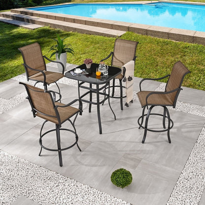 Patio Festival 5-Piece Outdoor Bar Height Swivel Bistro Dining Set