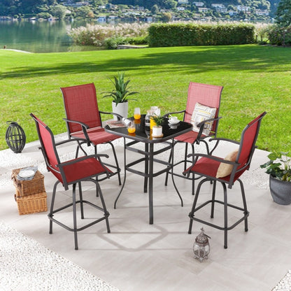 Patio Festival 5-Piece Outdoor Bar Height Swivel Bistro Dining Set
