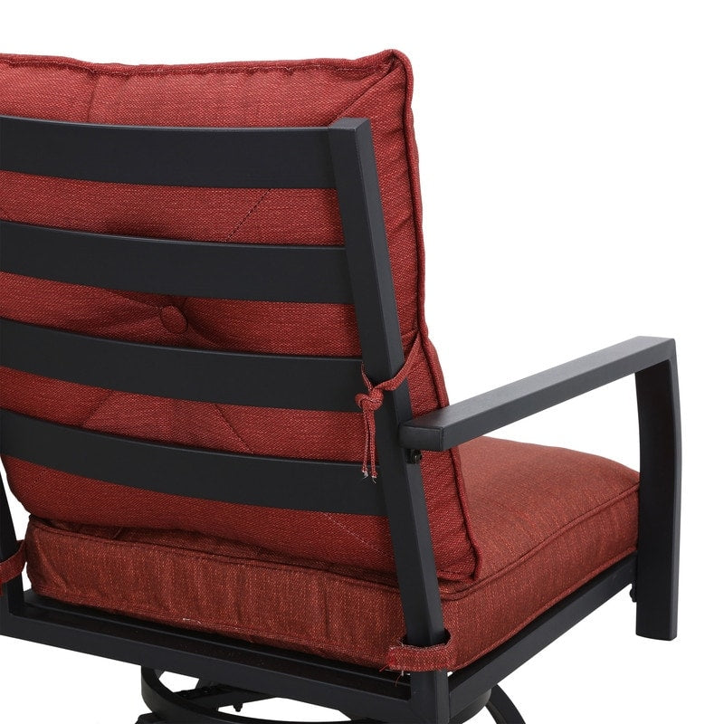 Patio Festival 5-Piece Outdoor Bistro Set with Red Cushions