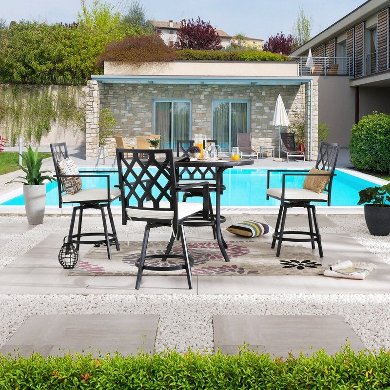 Patio Festival 4-Person Outdoor 45.3'' Round Bar Height Dining Set