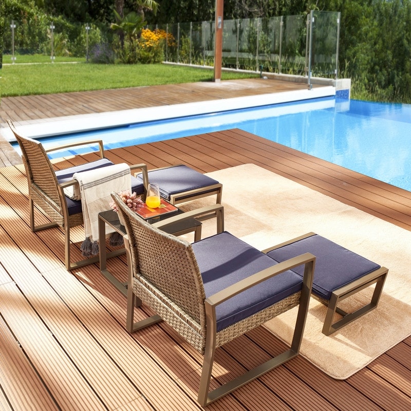 Patio Festival 5-Piece Wicker Outdoor Conversation Set
