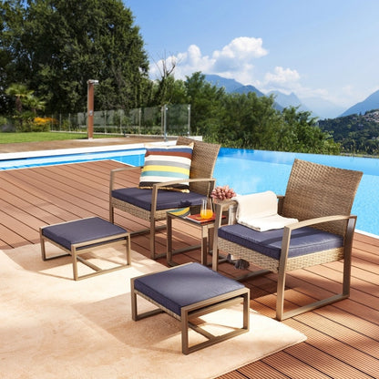 Patio Festival 5-Piece Wicker Outdoor Conversation Set