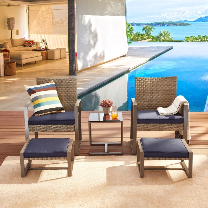 Patio Festival 5-Piece Wicker Outdoor Conversation Set