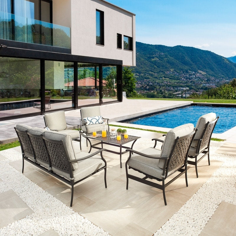 Patio Festival 6-Piece Outdoor Metal Sofa Seating Set