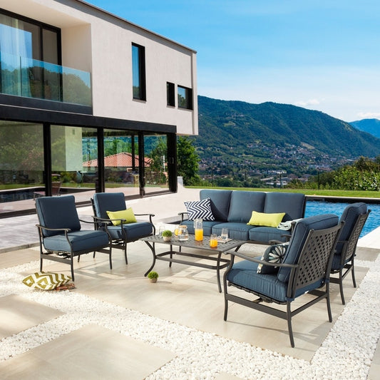 Patio Festival 6-Piece Outdoor Metal Sofa Seating Set
