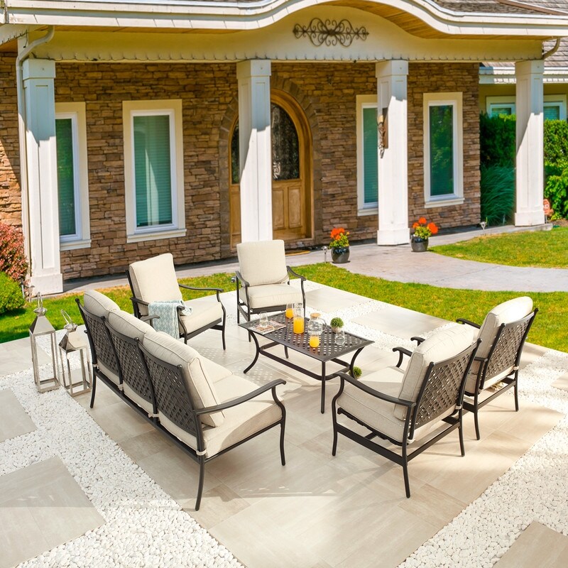 Patio Festival 6-Piece Outdoor Metal Sofa Seating Set