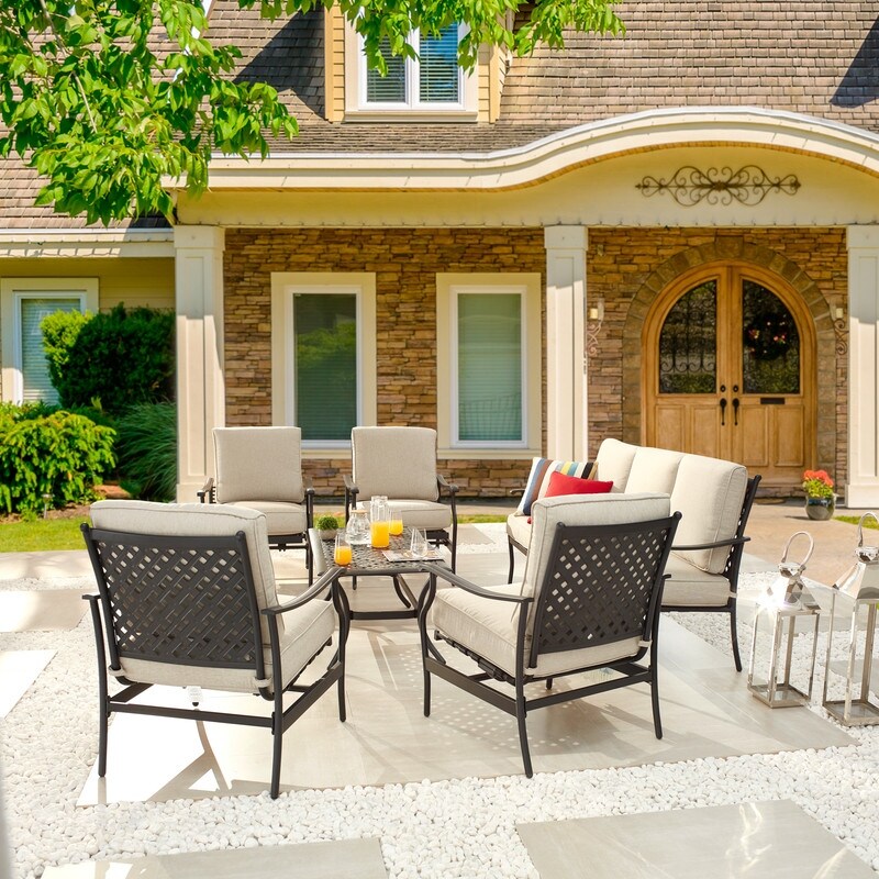 Patio Festival 6-Piece Outdoor Metal Sofa Seating Set