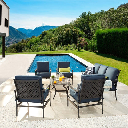 Patio Festival 6-Piece Outdoor Metal Sofa Seating Set