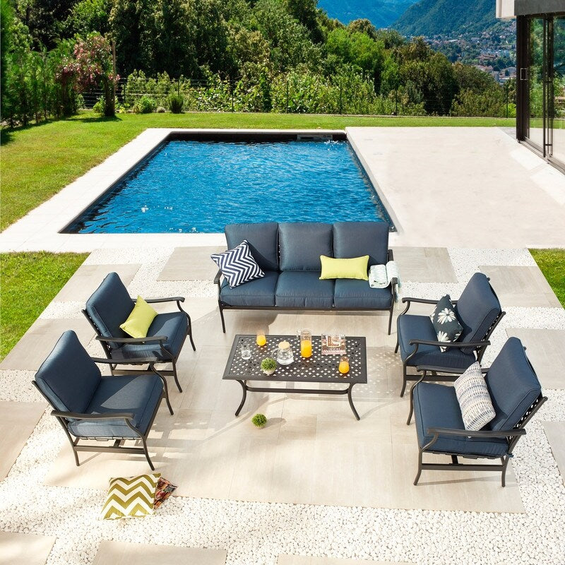 Patio Festival 6-Piece Outdoor Metal Sofa Seating Set