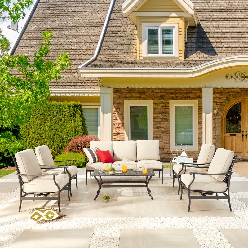 Patio Festival 6-Piece Outdoor Metal Sofa Seating Set