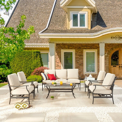 Patio Festival 6-Piece Outdoor Metal Sofa Seating Set