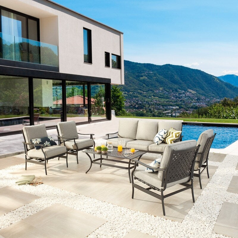 Patio Festival 6-Piece Outdoor Metal Sofa Seating Set