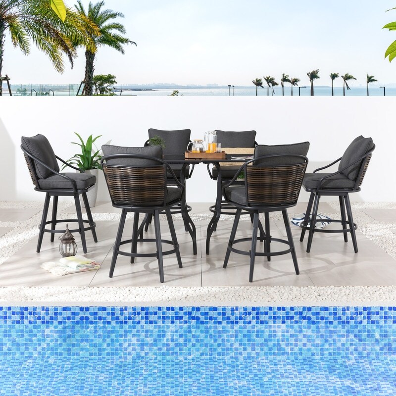 Patio Festival 8-Piece Outdoor Bar Height Dining Set with Cushions
