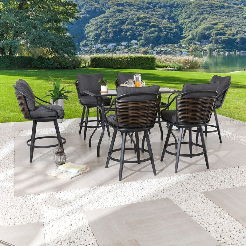 Patio Festival 8-Piece Outdoor Bar Height Dining Set with Cushions
