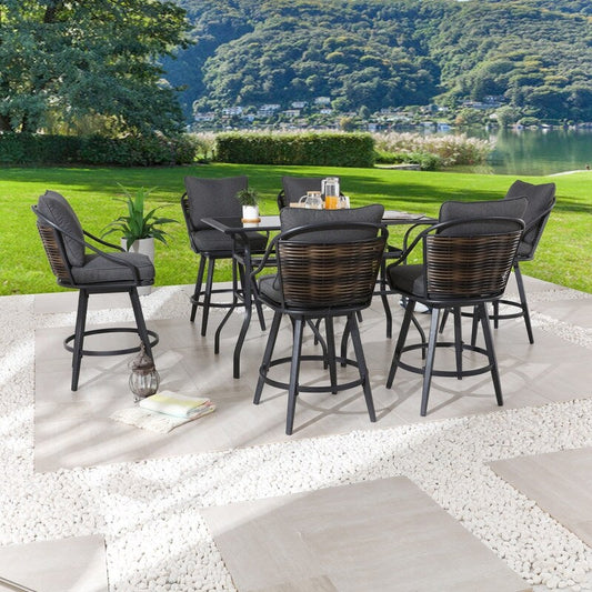 Patio Festival 8-Piece Outdoor Bar Height Dining Set with Cushions
