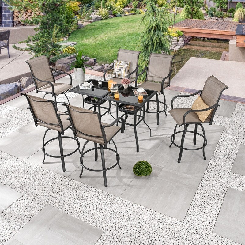 Patio Festival 6-Person Outdoor Bar Height Swivel Bistro Dining Set