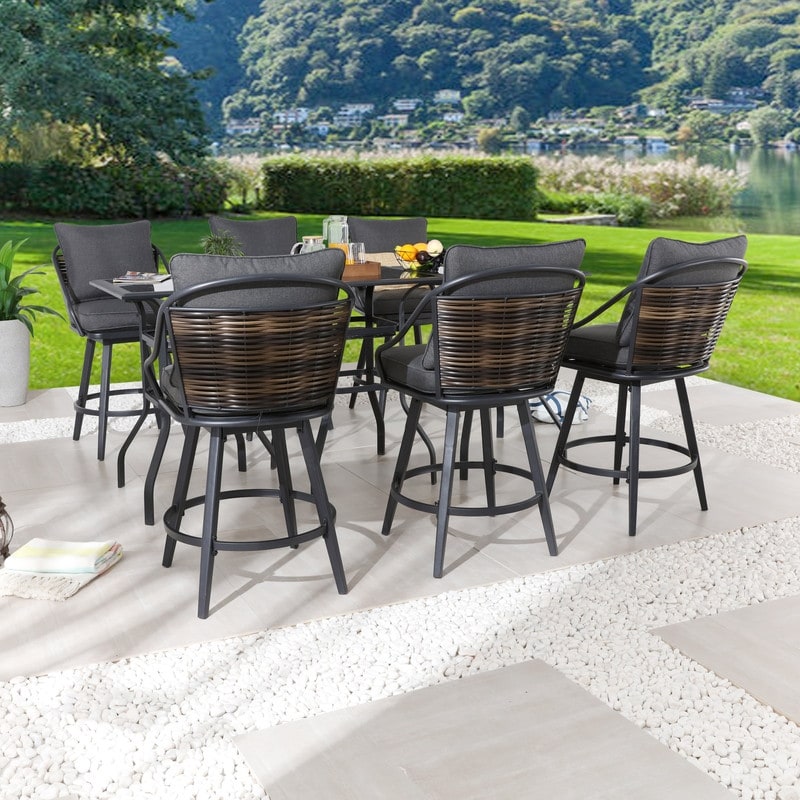 Patio Festival 9-Piece Bar Height Dining Set with Swivel Chairs
