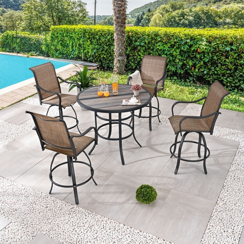 Patio Festival 4-Person Outdoor 45.3'' Round Bar Height Dining Set