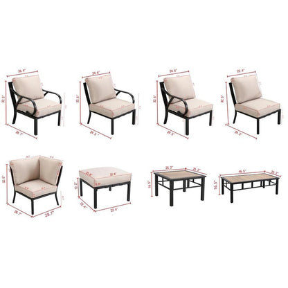 Patio Festival Wave-Arm 7-Piece Conversation Set