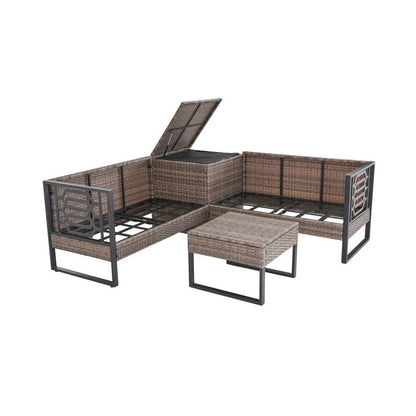 Patio Festival Wicker 4-Seat Sofa Set with Coffee Table and Cushions
