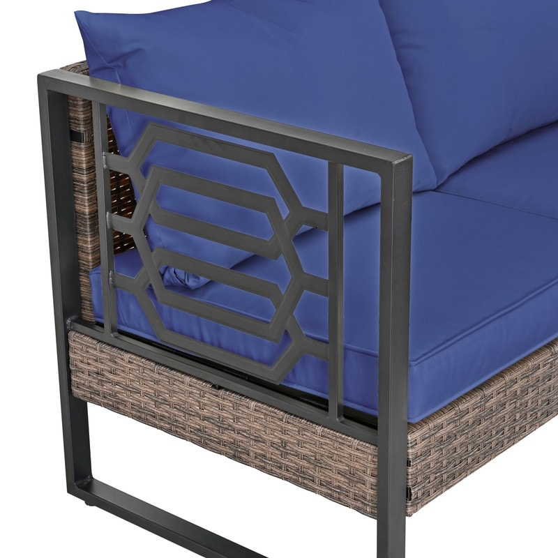 Patio Festival Wicker 4-Seat Sofa Set with Coffee Table and Cushions
