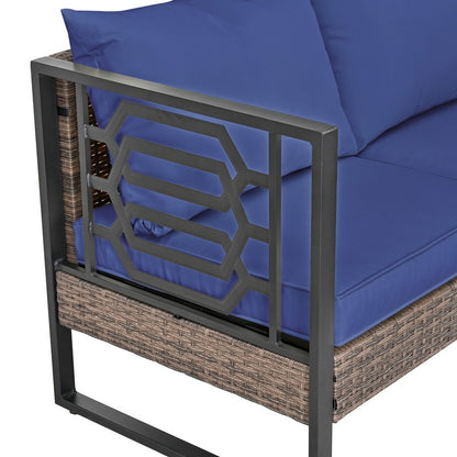 Patio Festival Wicker 4-Seat Sofa Set with Coffee Table and Cushions