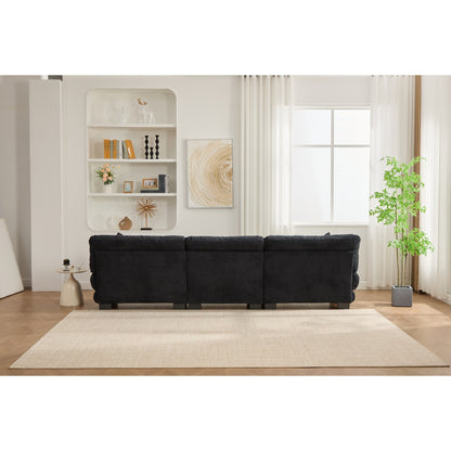 Pelletized velvet U Shape Cloud Couch with 2 Ottomans,Free Combined 3 Seater Comfy Sofa with Bolster Armrest Pillows