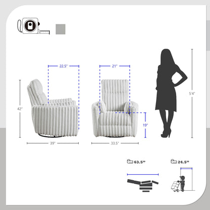 Pendu Corduroy Swivel Glider Manual Reclining Chair