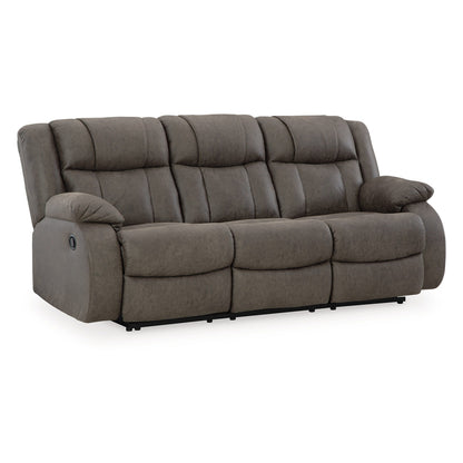 Perth Manual Recliner Sofa, Gray Contrast Stitch Faux Leather 86 Inch