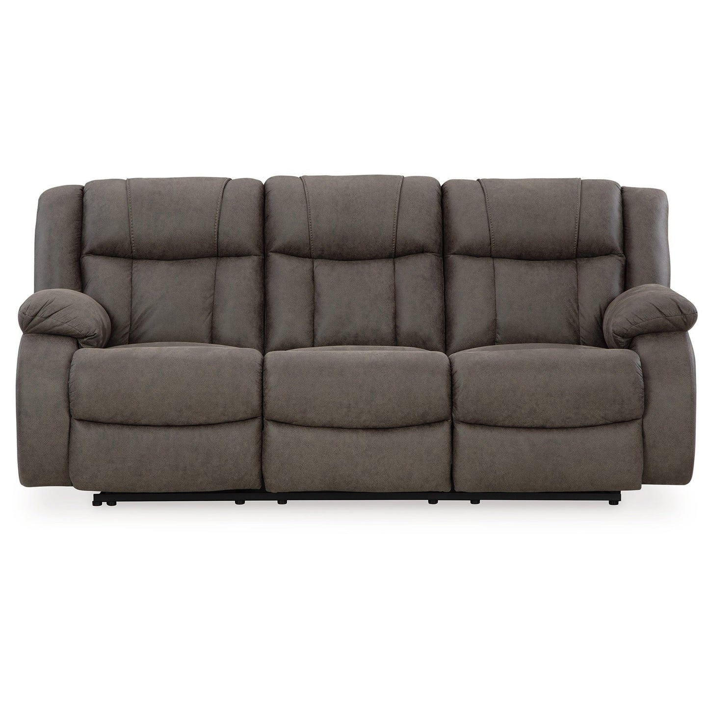Perth Manual Recliner Sofa, Gray Contrast Stitch Faux Leather 86 Inch