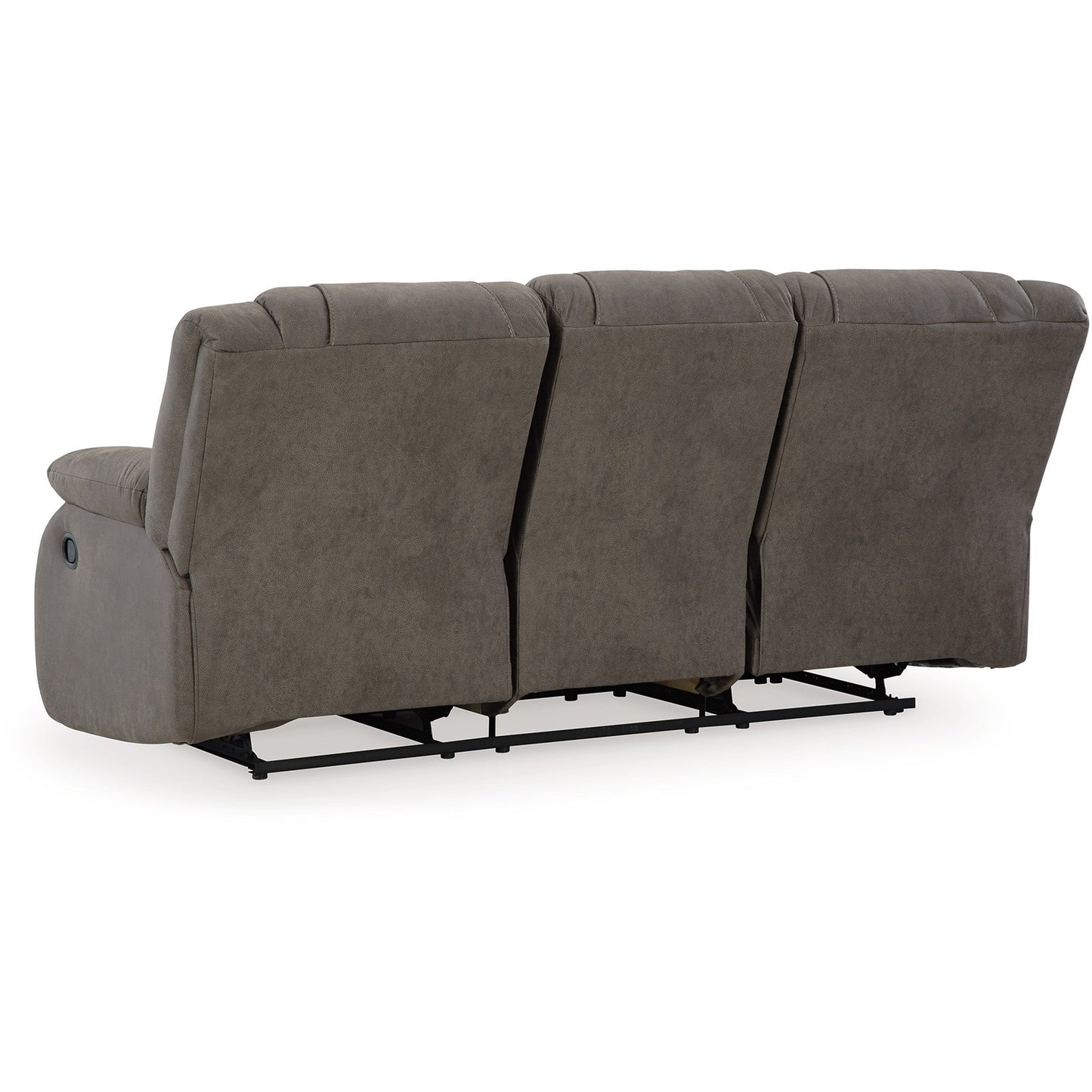 Perth Manual Recliner Sofa, Gray Contrast Stitch Faux Leather 86 Inch