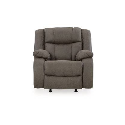 Perth Manual Rocker Recliner Chair, Soft Foam Slate Gray Faux Leather