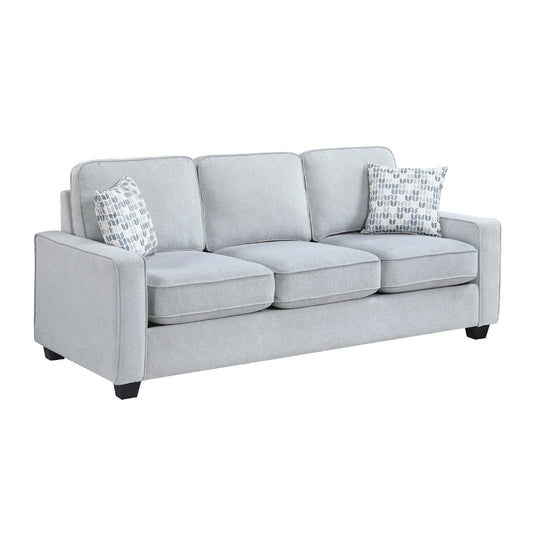 Pery Sofa w 2 Pillows, Reversible Cushions, Light Gray 84 Inch