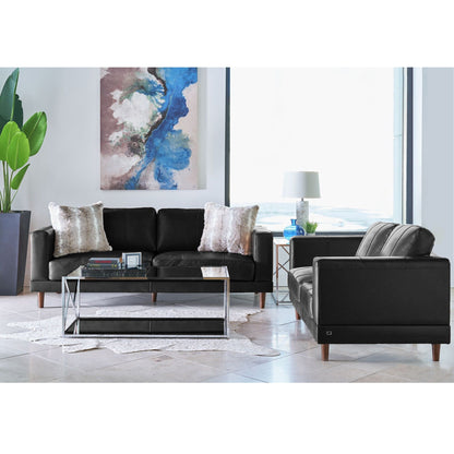 Picket House Furnishings Hanson Leather Sofa in Black
