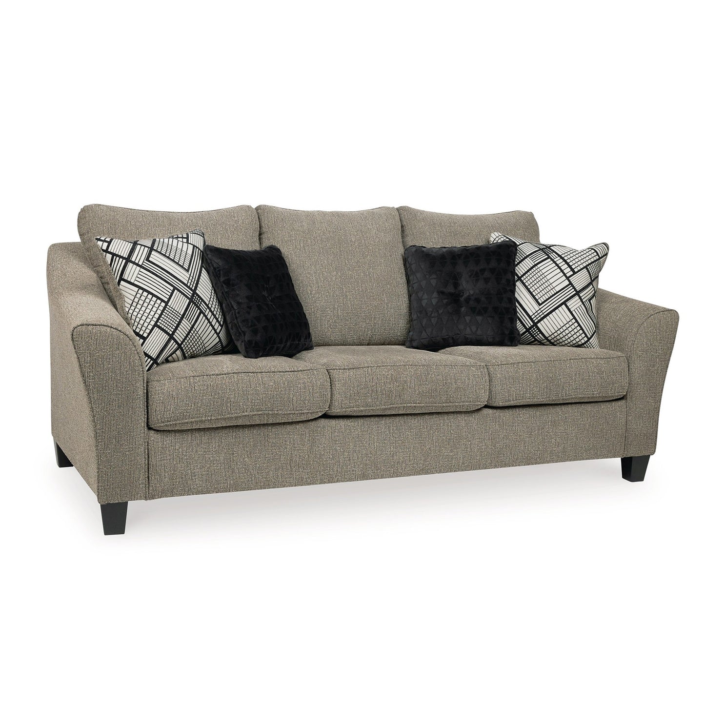 Pierce Sofa, Taupe Chenille, 4 Decorative Accent Pillows, 92 Inch
