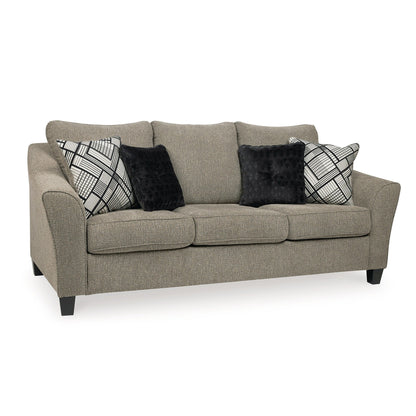 Pierce Sofa, Taupe Chenille, 4 Decorative Accent Pillows, 92 Inch