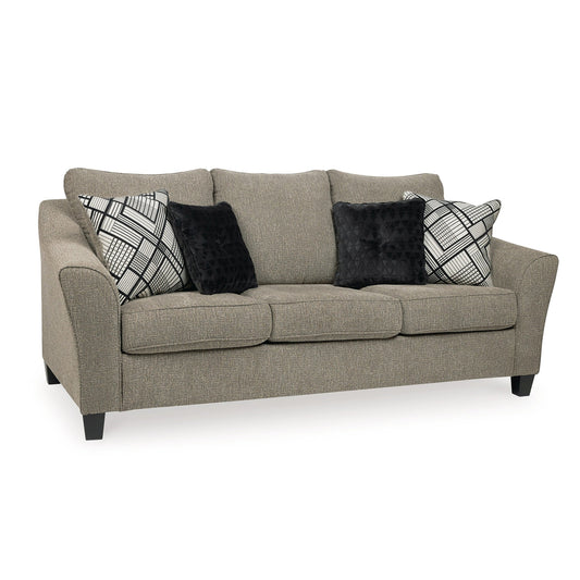 Pierce Sofa, Taupe Chenille, 4 Decorative Accent Pillows, 92 Inch