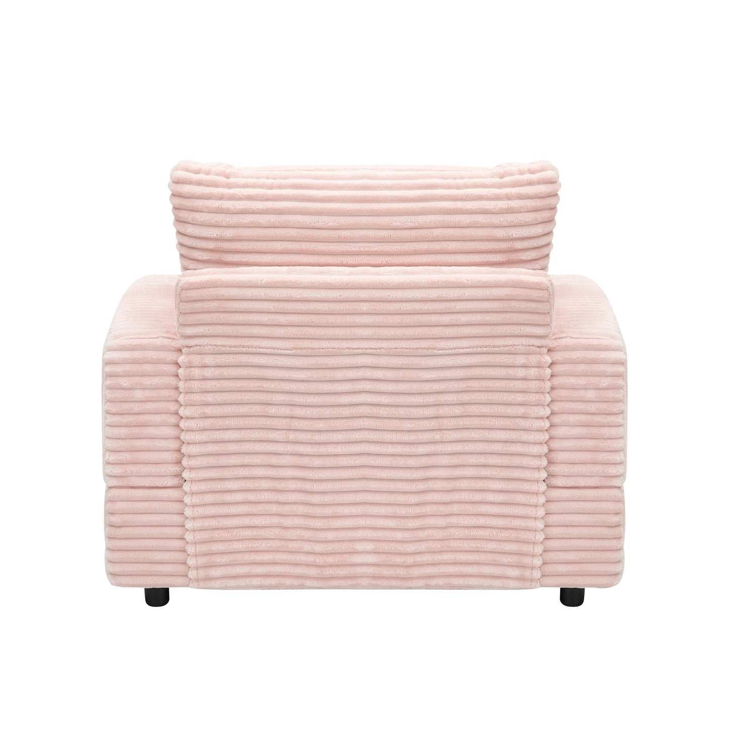 Pink 39.37 Corduroy Upholstered Single Armchair Sofa with Ottoman and Cup Holder for Lving Room