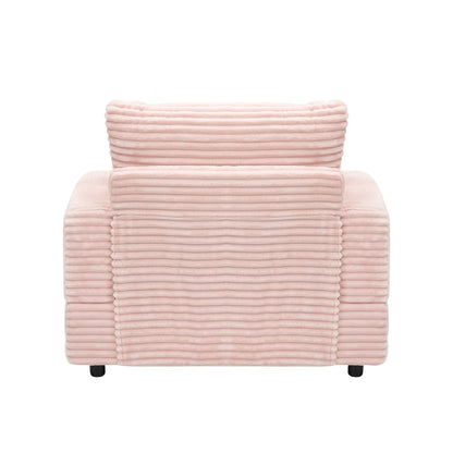 Pink 39.37 Corduroy Upholstered Single Armchair Sofa with Ottoman and Cup Holder for Lving Room