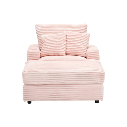 Pink 39.37 Corduroy Upholstered Single Armchair Sofa with Ottoman and Cup Holder for Lving Room