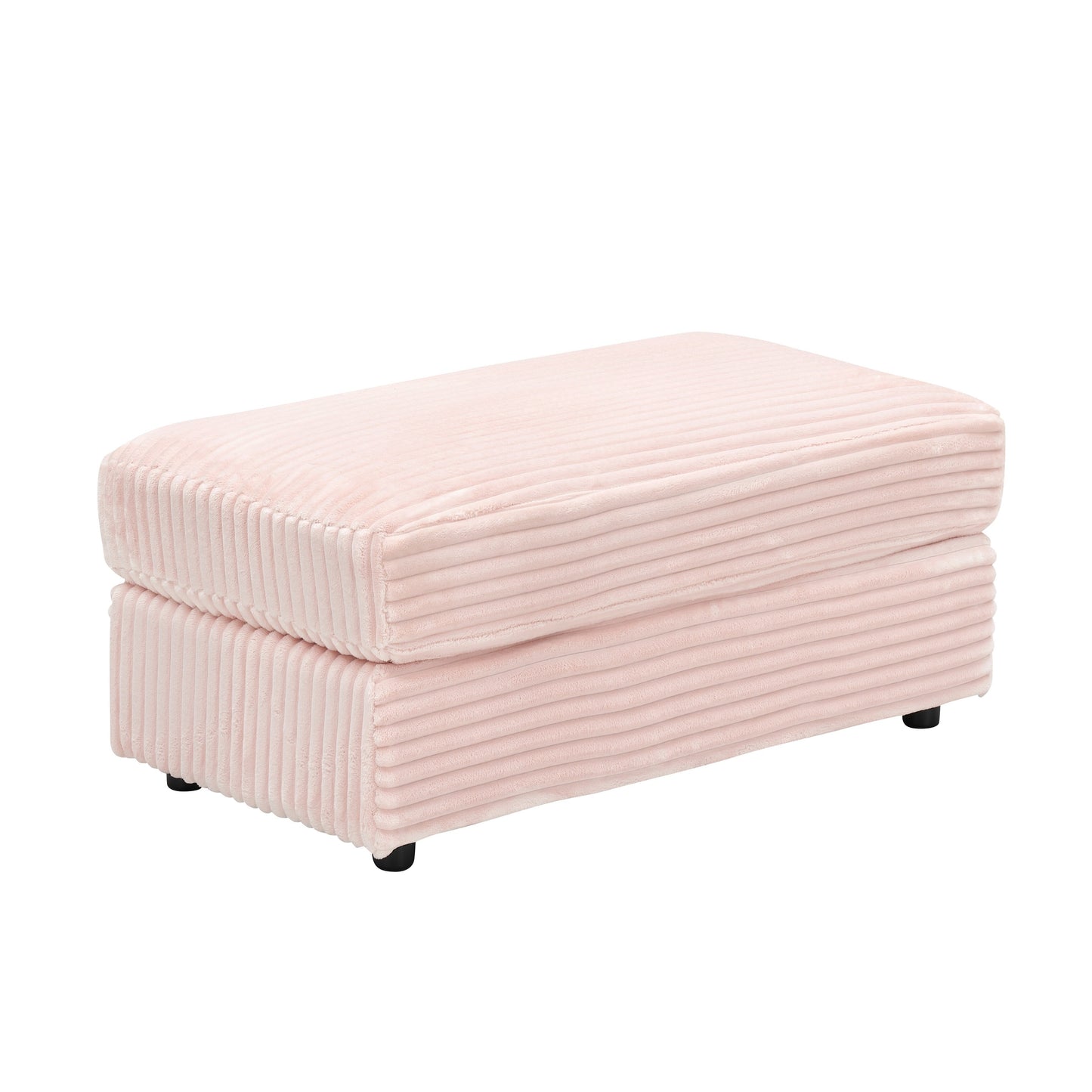 Pink 39.37 Corduroy Upholstered Single Armchair Sofa with Ottoman and Cup Holder for Lving Room