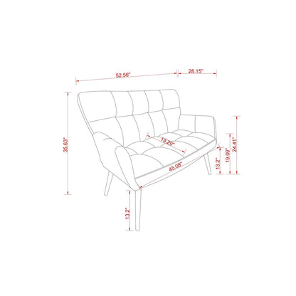 Pink 52 Teddy Loveseat Sofa with Quilting Backs and Hardwood Frame for Living Room.
