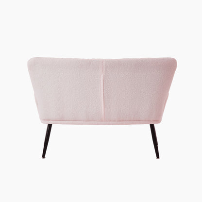 Pink 52 Teddy Loveseat Sofa with Quilting Backs and Hardwood Frame for Living Room.