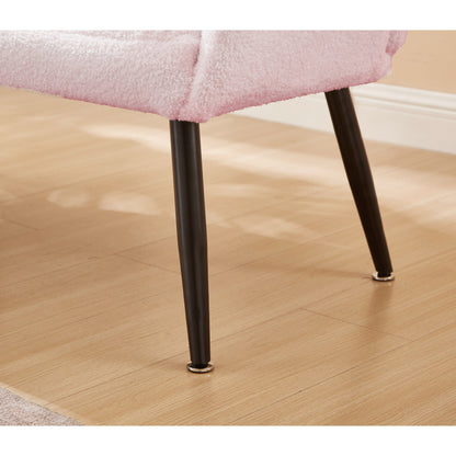 Pink 52 Teddy Loveseat Sofa with Quilting Backs and Hardwood Frame for Living Room.