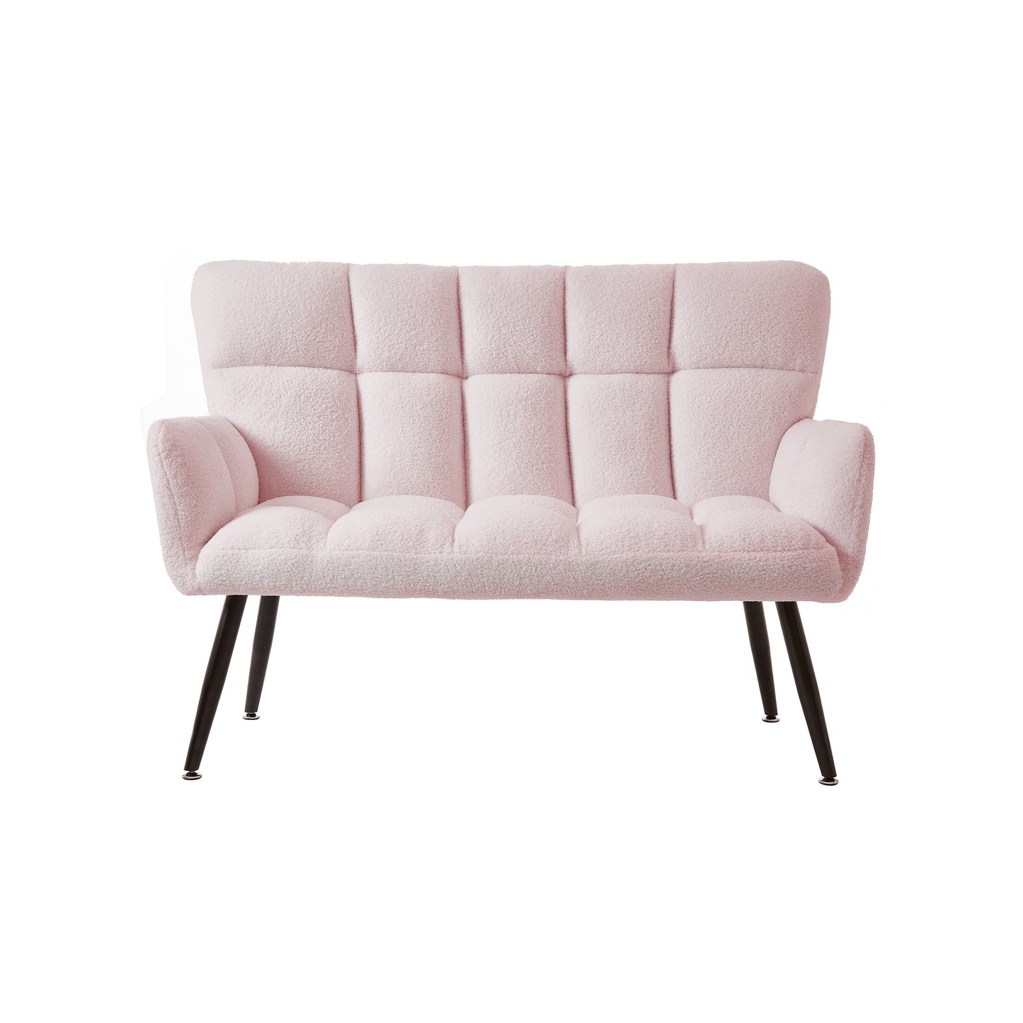 Pink 52 Teddy Loveseat Sofa with Quilting Backs and Hardwood Frame for Living Room.