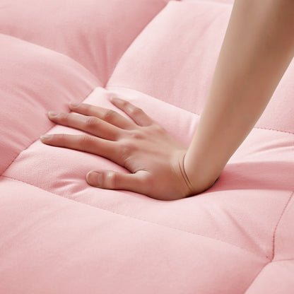 Pink 54.7 Velvet Convertible Loveseat Sofa with USB Ports and Phone Holder