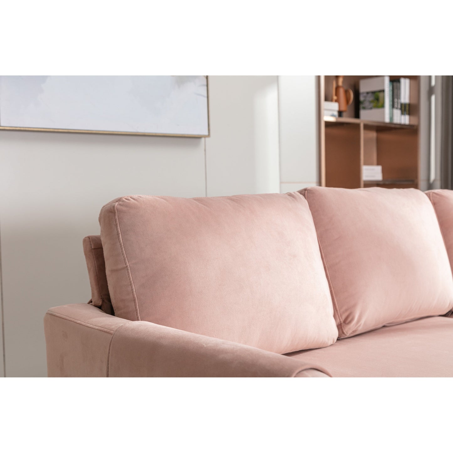 Pink 72.4 Polyester Sectional with Pull-Out Bed, Storage Chaise, and 3 Throw Pillows